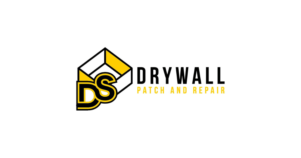 Logo for DS Drywall, featuring a stylized drywall corner in yellow and black with the initials 