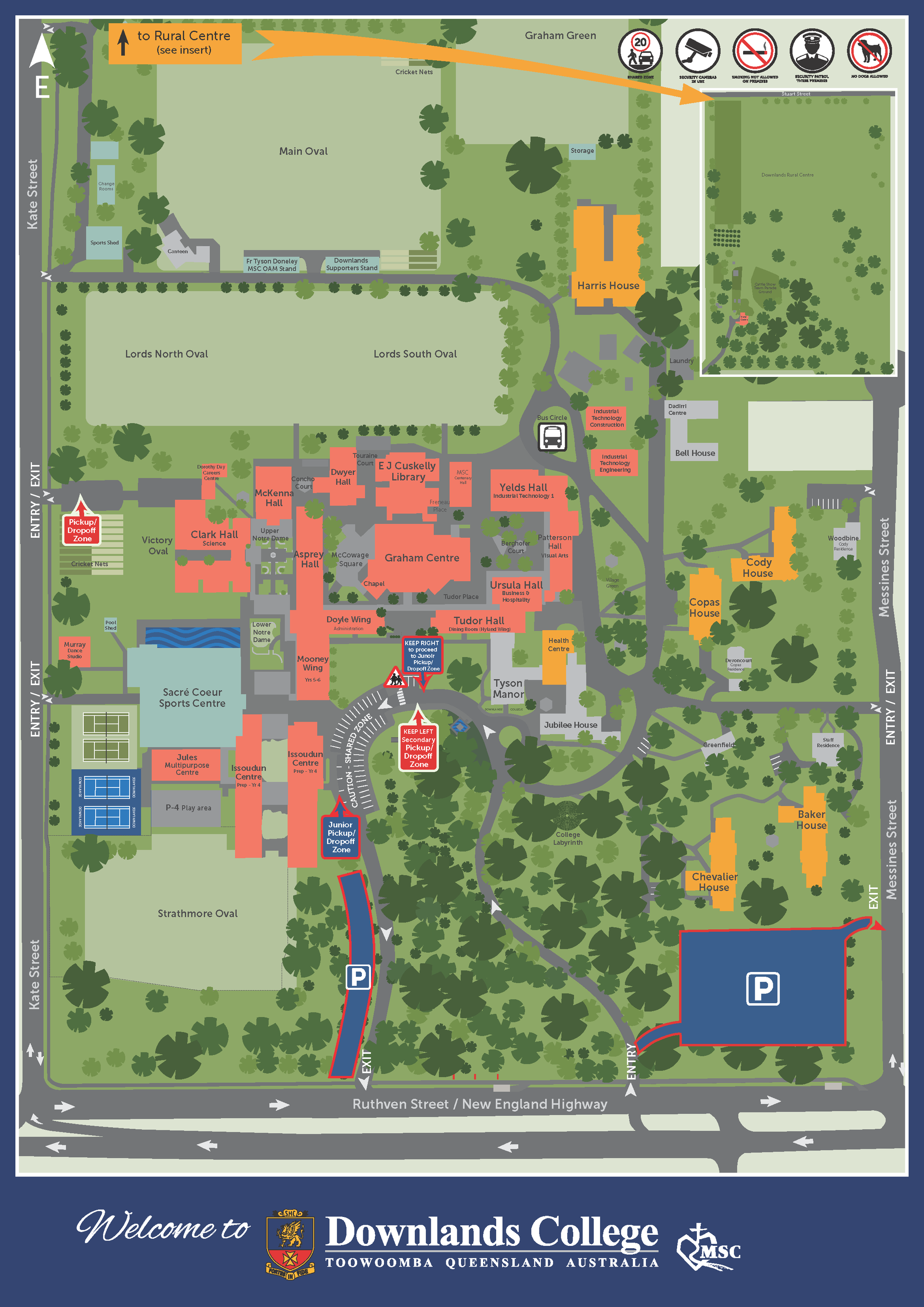 2023 DOWNLANDS COLLEGE MASTER MAP For Website Incl Parking And Dropoff Zones FINAL 1920w 