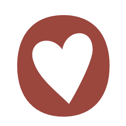 Et hvidt hjerte i en rød cirkel på en hvid baggrund.