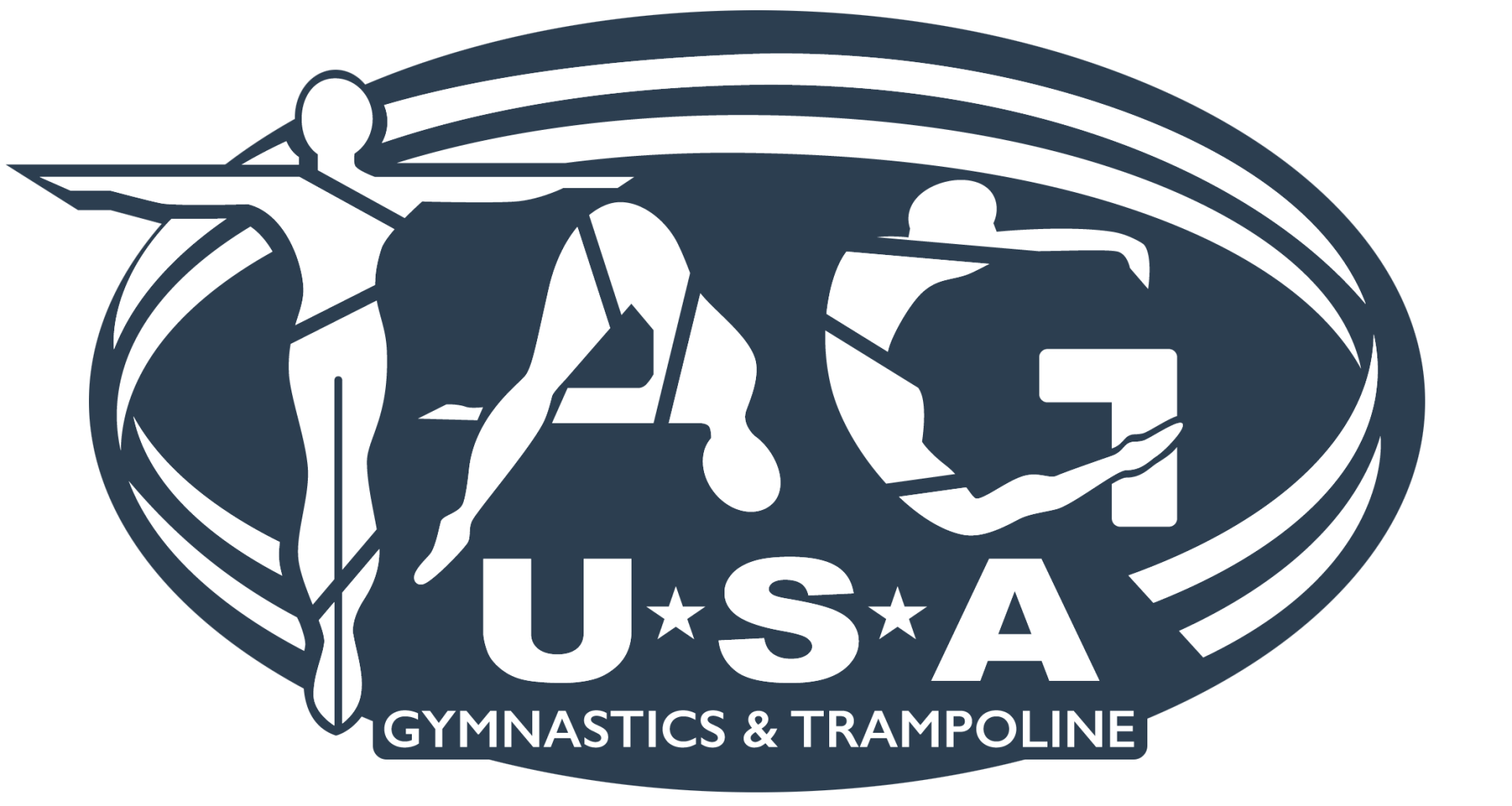 A logo for tag usa gymnastics and trampoline