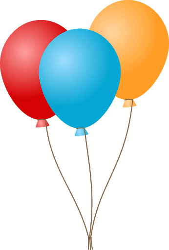 Red blue and orange balloons on a white background