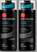 Dos botellas de champú y acondicionador Truss Infusion