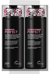 Dos botellas de champú y acondicionador Truss Perfect
