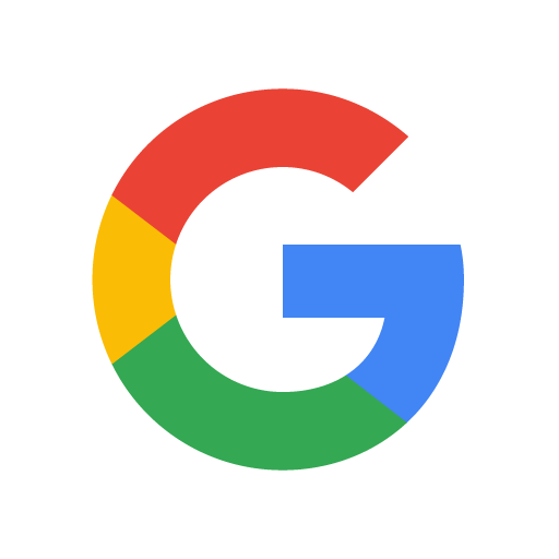 Google logo: Large “G” in blue with red, yellow, and green segments.