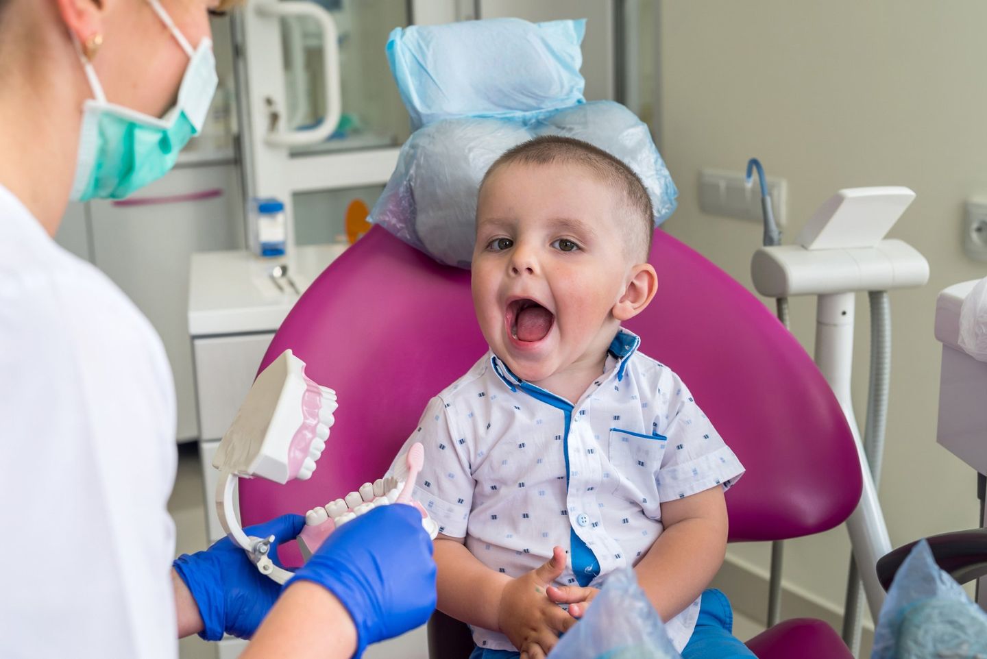 Child Showing his Teeth to Dentist — Worcester, MA — Vernon Hill Pediatric