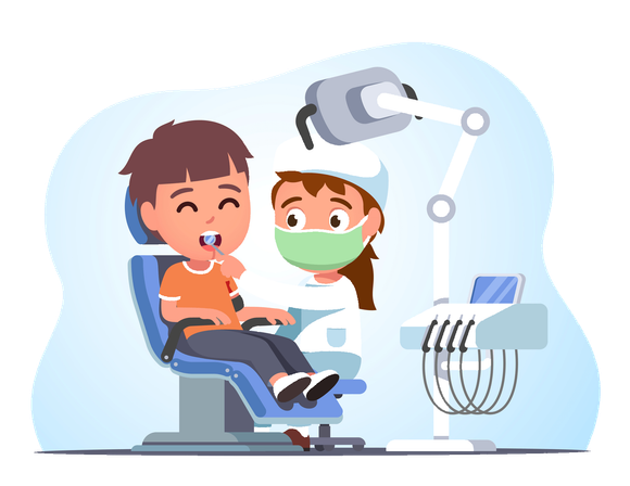 Kid and Dentist Illustration — Worcester, MA — Vernon Hill Pediatric