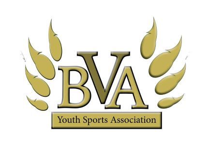 BVA Youth Sports Association logo with gold laurel leaves and brown lettering