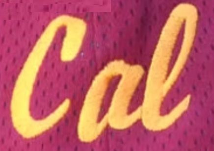 Yellow “Cal” text on a pink textured background