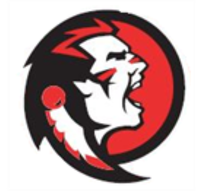 Elizabeth Forward Red and black stylized roaring warrior face logo on a white background