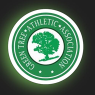 Green circular emblem reading “Green Tree Athletic Association” with a tree icon in the center.