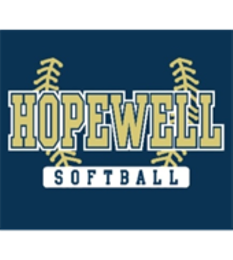 Hopewell Softball logo in gold and white on a navy background with crossed softball bats