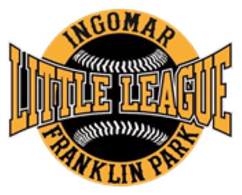 Ingomar Little League logo with a black baseball and gold text, Franklin Park