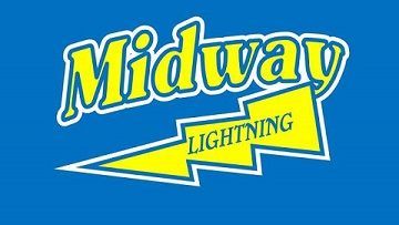 Midway Lightning logo in yellow and blue with a lightning bolt shape