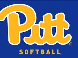 Pitt Softball logo in gold and white on a blue background