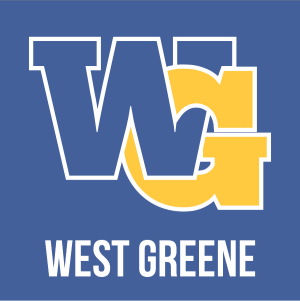 West Greene logo with blue and gold WG letters on a blue background