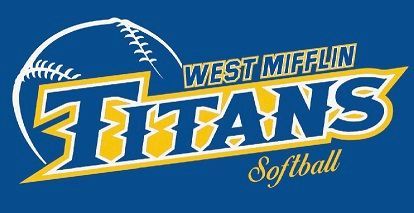 West Mifflin Titans Softball logo in blue, gold, and white with a softball graphic