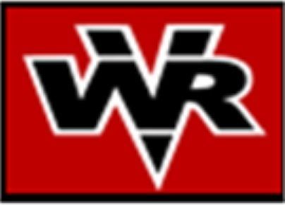 Black and white WR logo on a red background