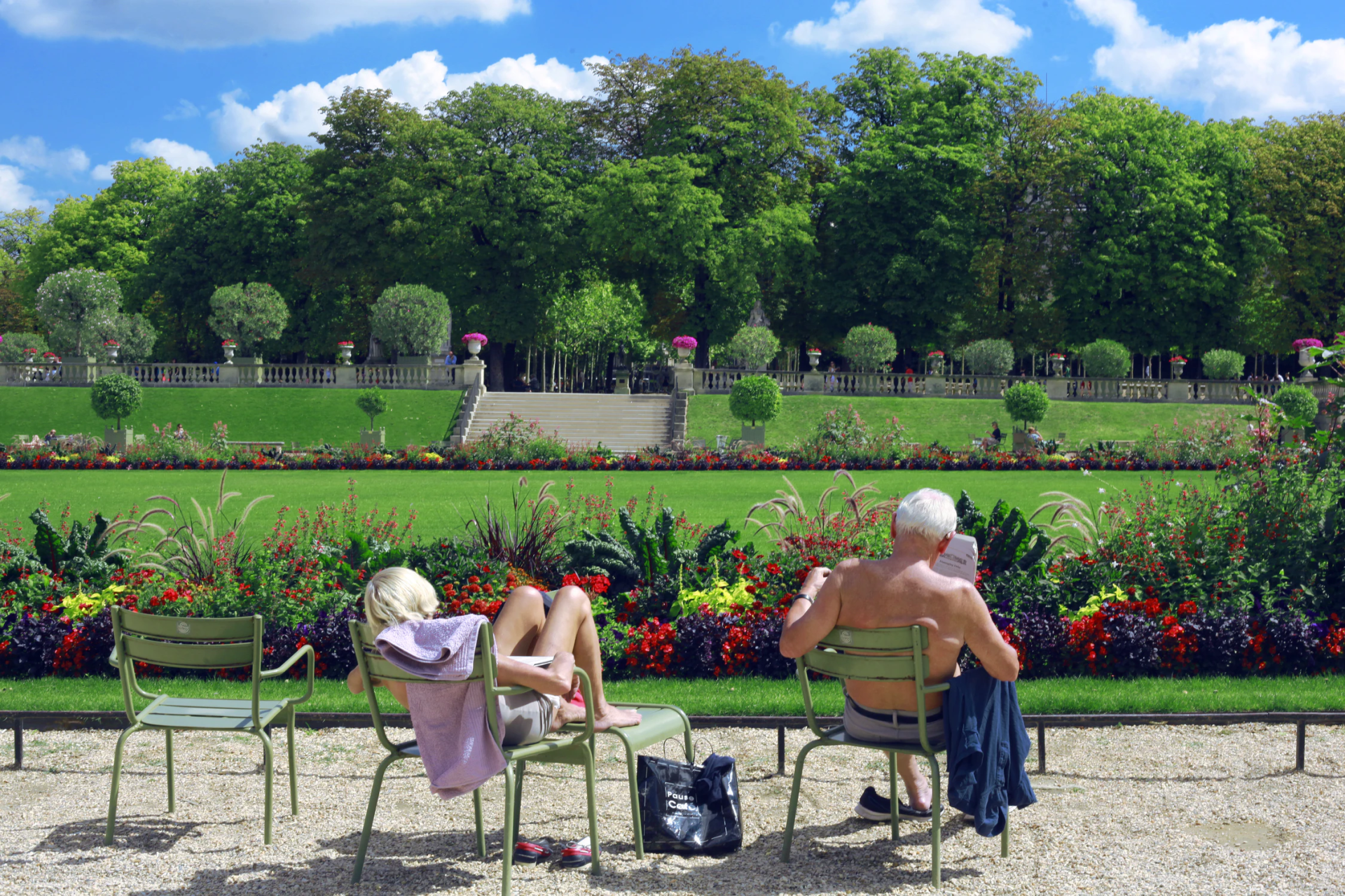 People sitting in a garden enjoying retirement