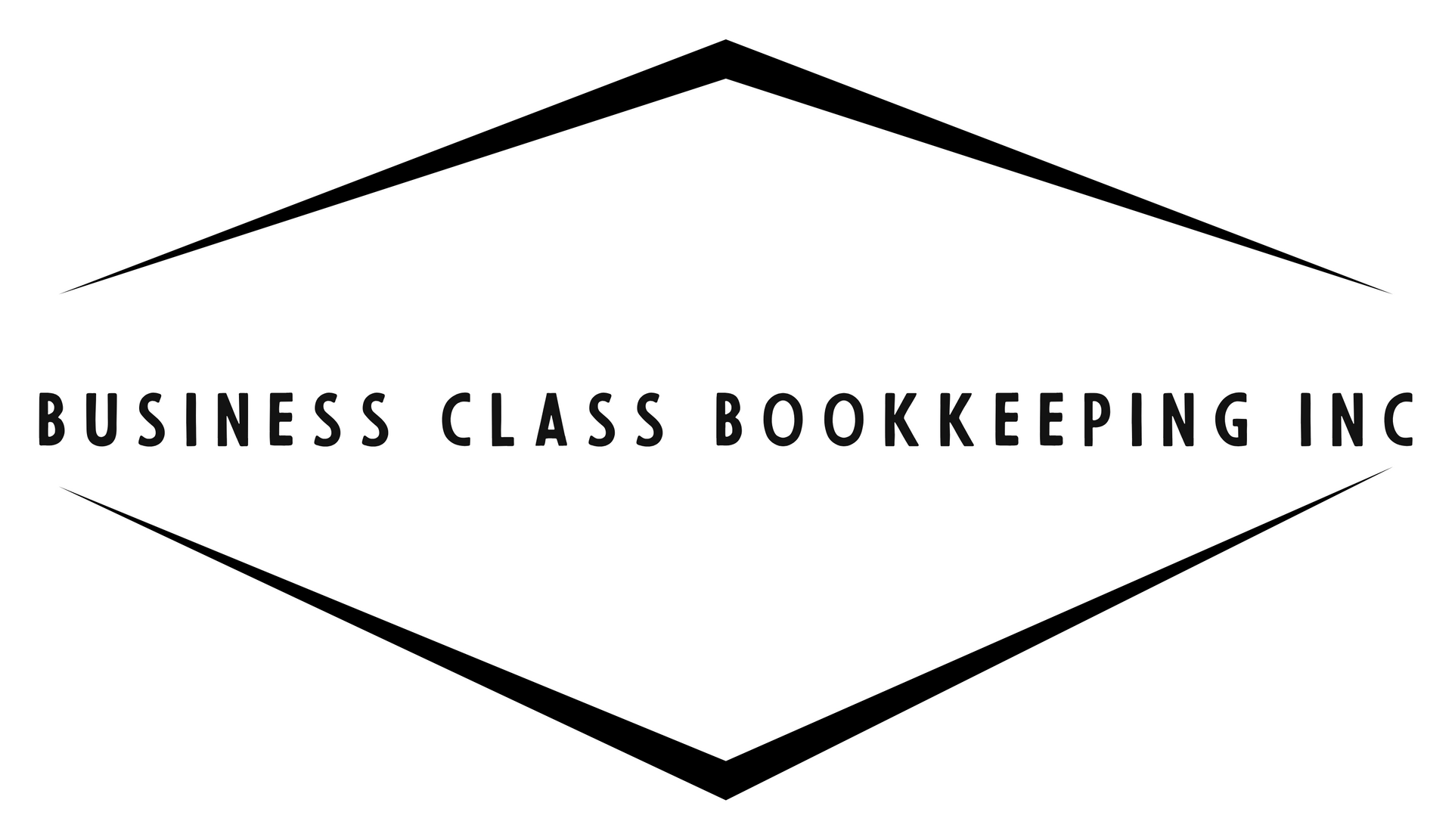 Logo for Business Class Bookkeeping Inc: Black and white geometric design with text.