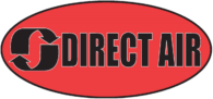 Un logo rouge et noir pour une entreprise appelée direct air.
