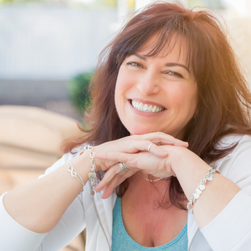 woman with a bright and beautiful smile.