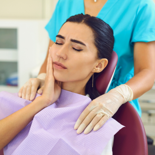 Patient taking a dental exam