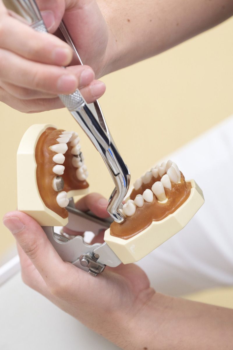 Patient taking a dental exam