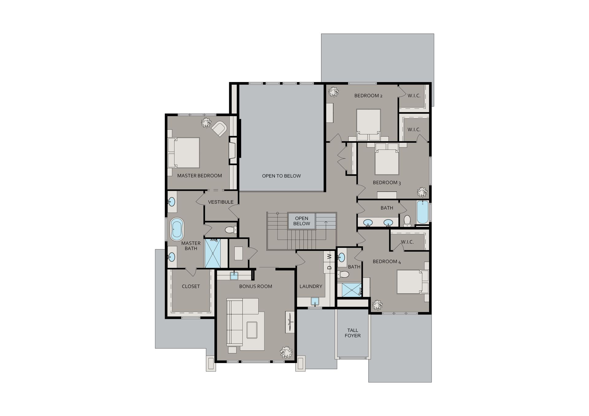 A floor plan of a house with a lot of rooms