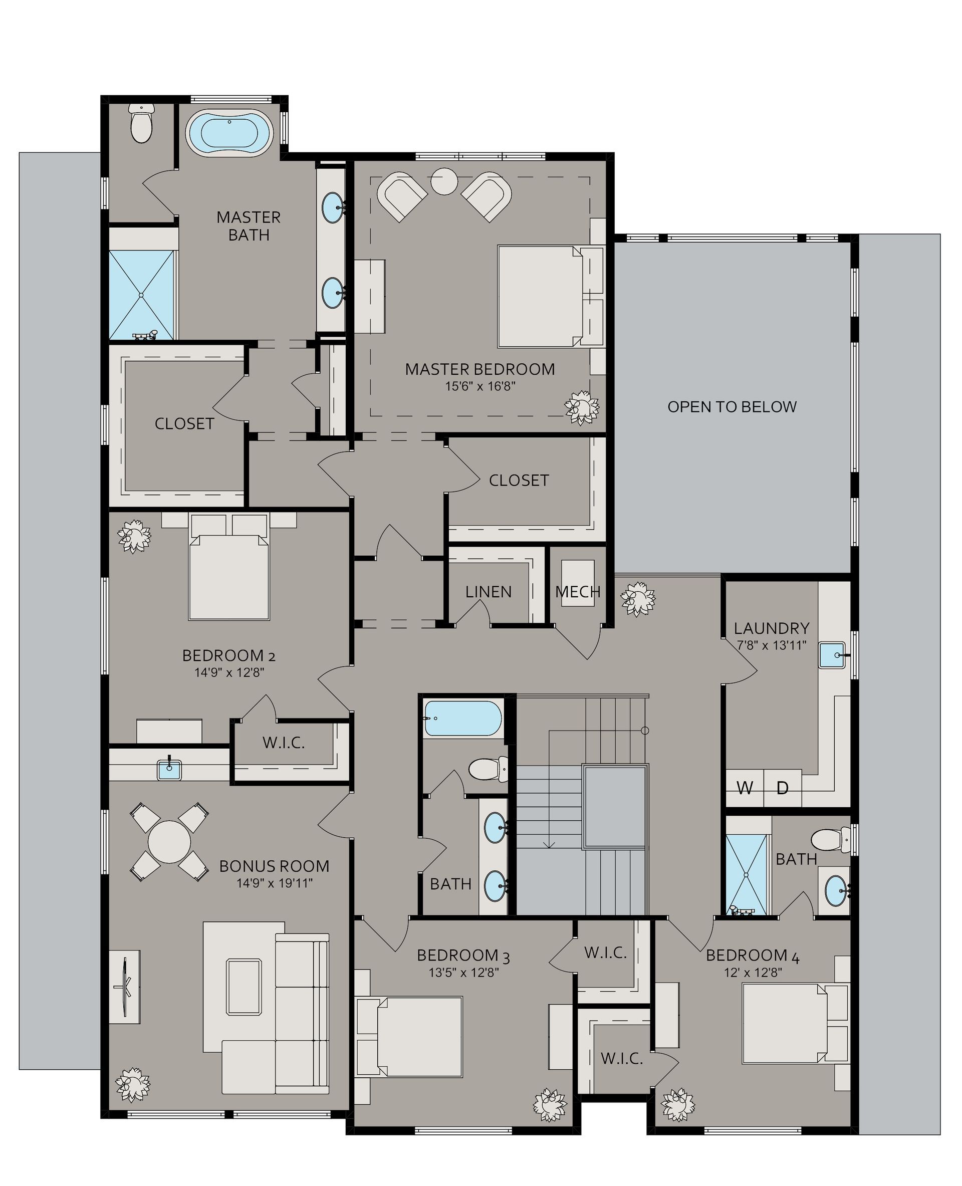 A floor plan of a house with a lot of rooms