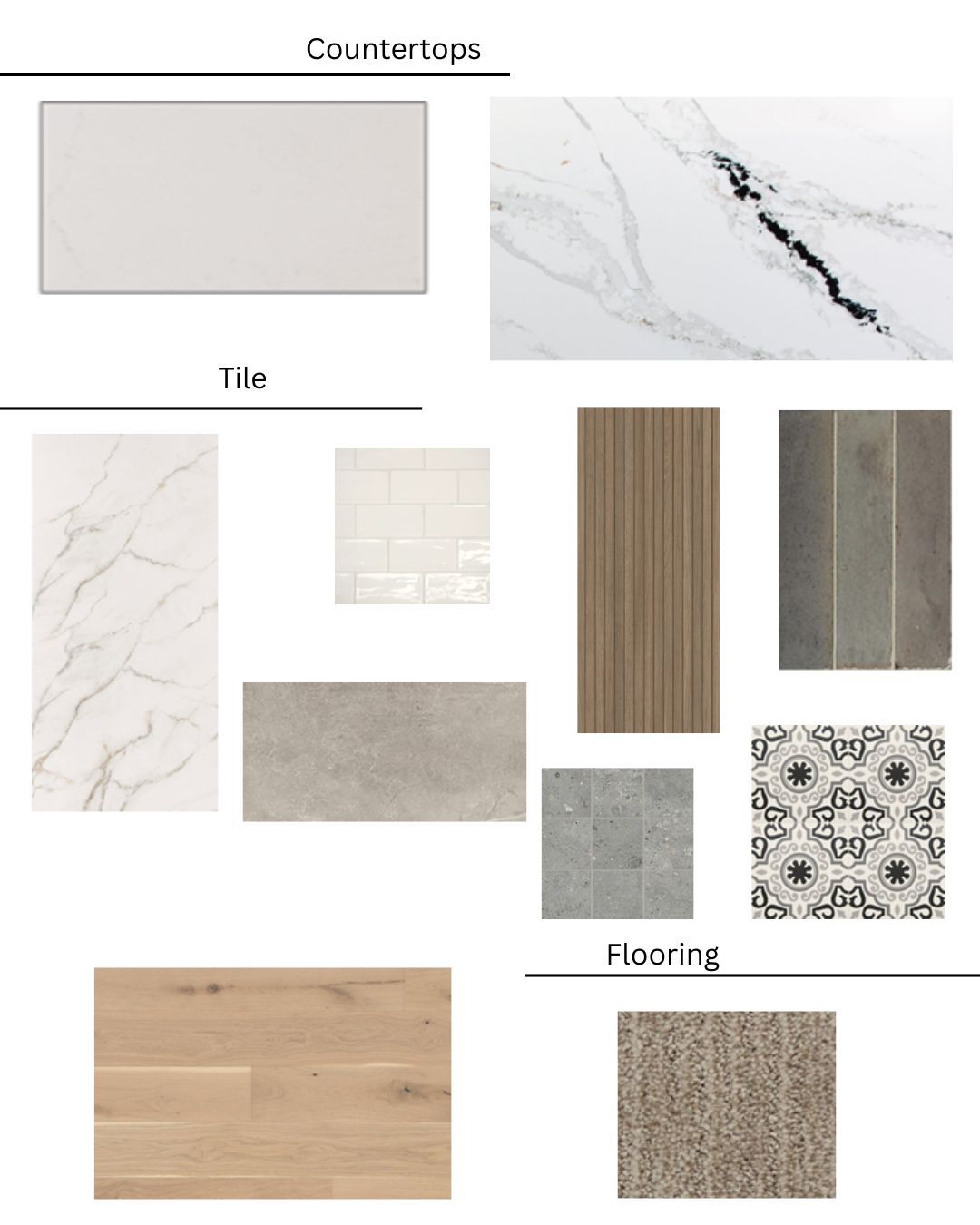 A collage of different types of tiles and flooring.