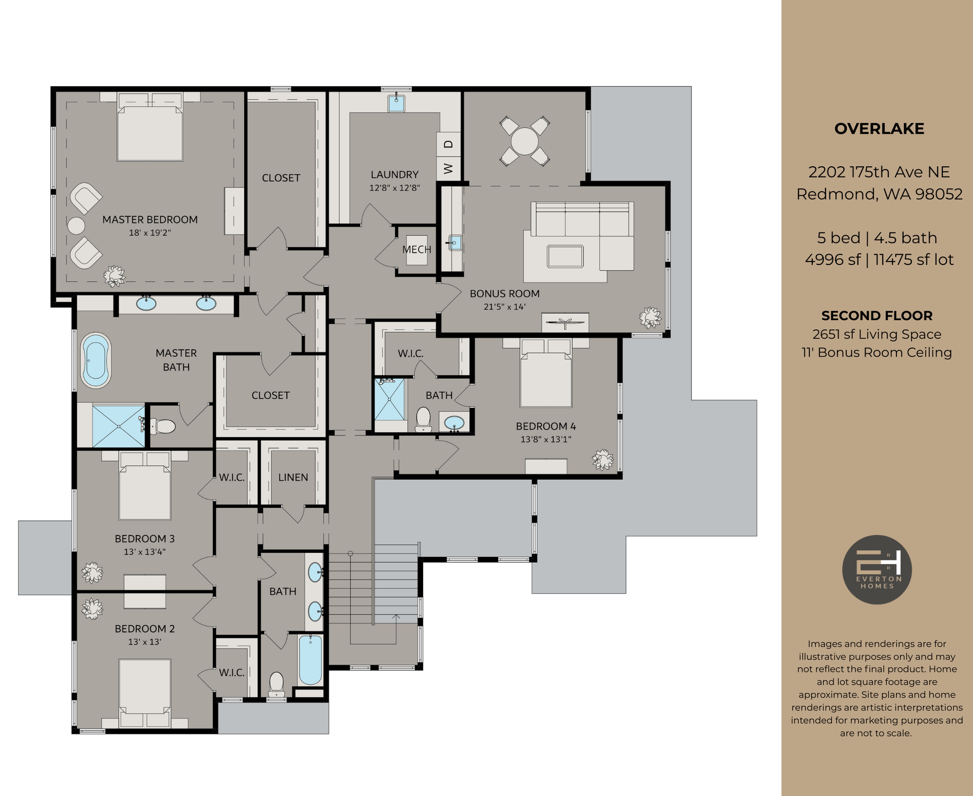 Floor plan of a house with bedrooms, bathrooms, living and dining areas, and a garage.
