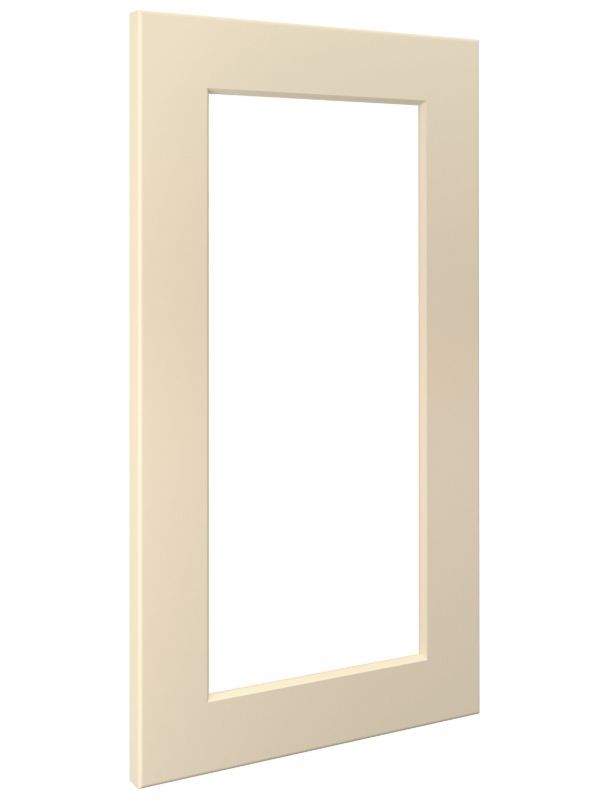 Glass Shaker Door Front Style Option With Eggshell Ivory Finish