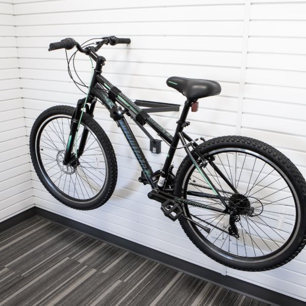Horizontal Bike Rack with Props Accessory for Garage Slatwall