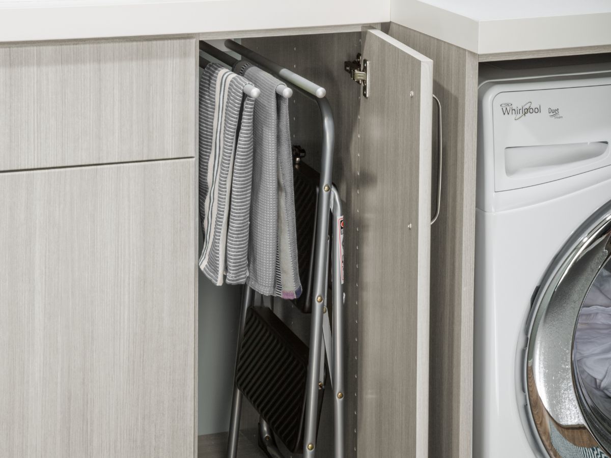 Towel & Step Stool Storage