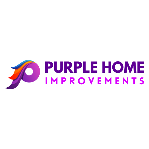 The logo for purple home improvements is purple and colorful.