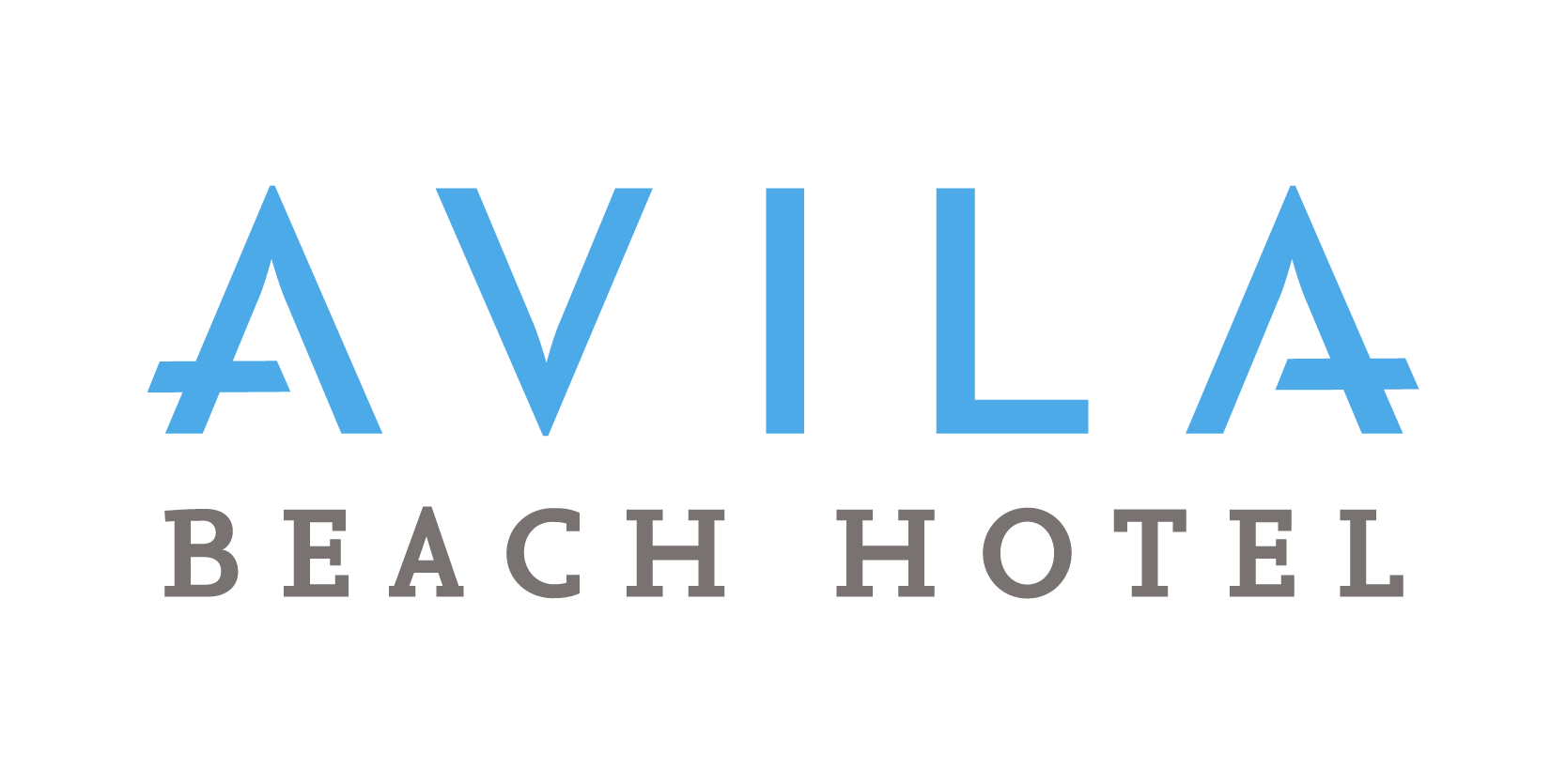 Avila Beach Hotel logo blue and grey white background