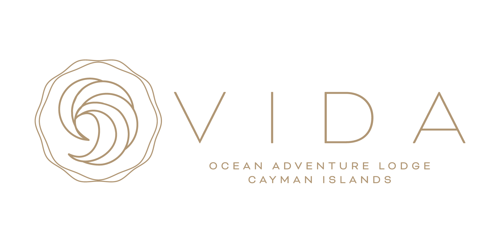 Vida Cayman Islands horizontal logo gold on white background