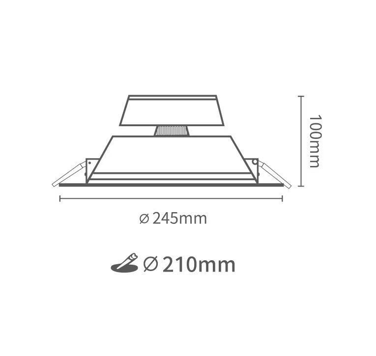 White recessed LED ceiling light with a round, diffused light panel.