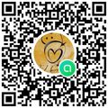 QR code with a circular logo in the center, featuring a heart-shaped design and a green 