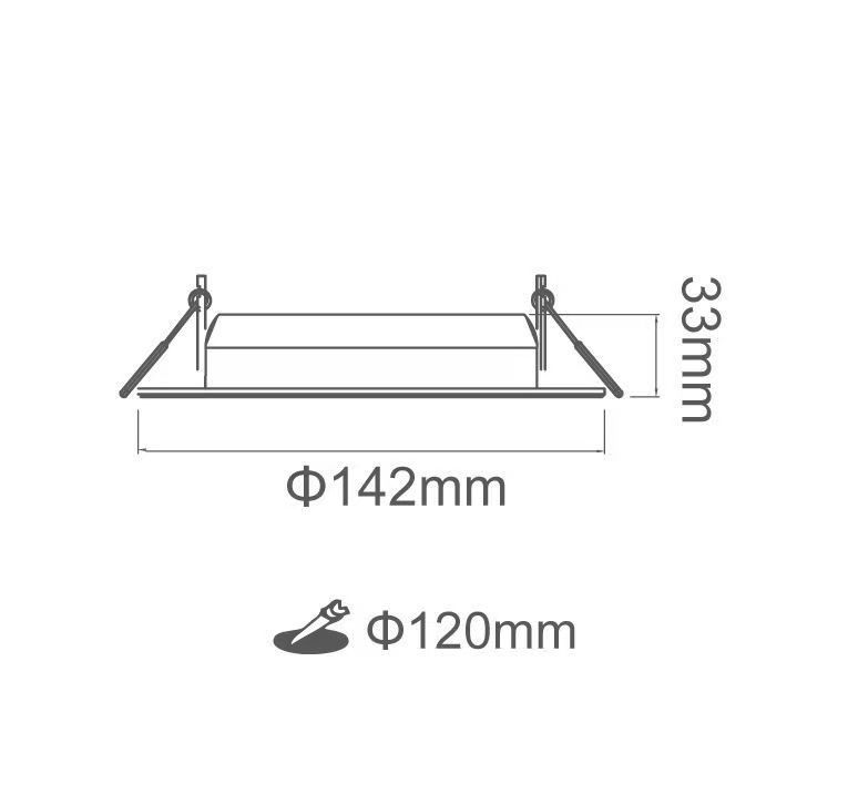 Round, white recessed LED ceiling light with orange spring clips.