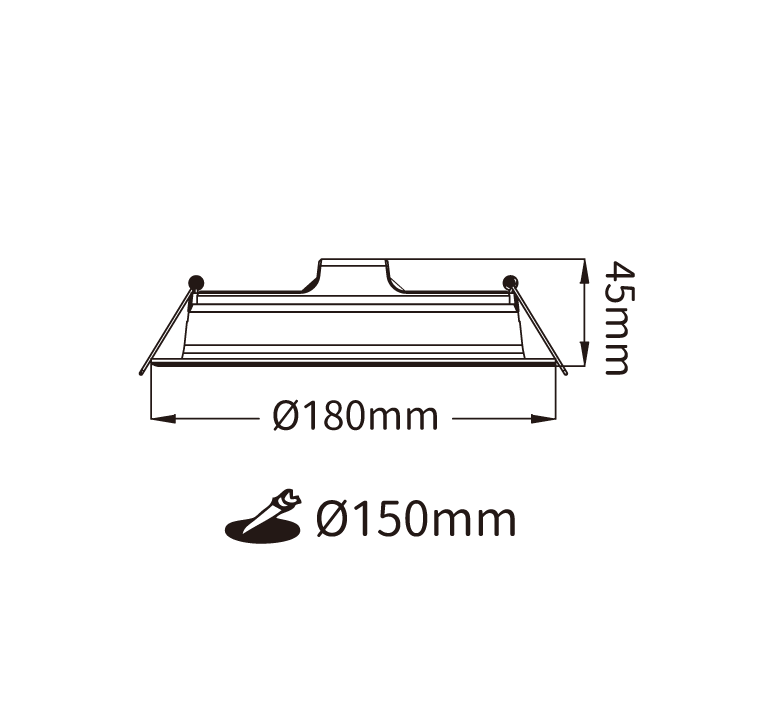 White recessed ceiling light with an integrated motion sensor, emitting yellow light waves.