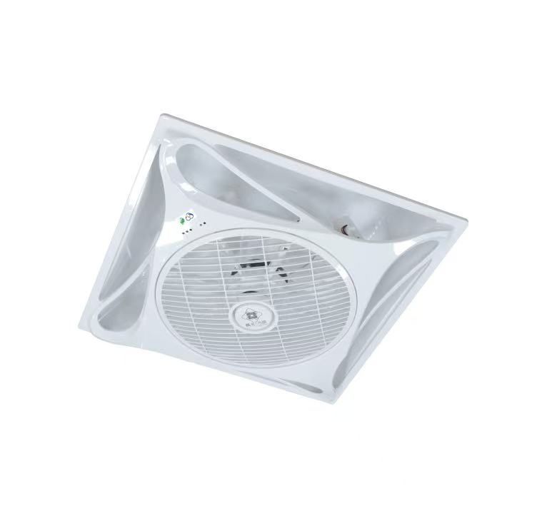 White ceiling-mounted air conditioner with a grated vent in a square frame.