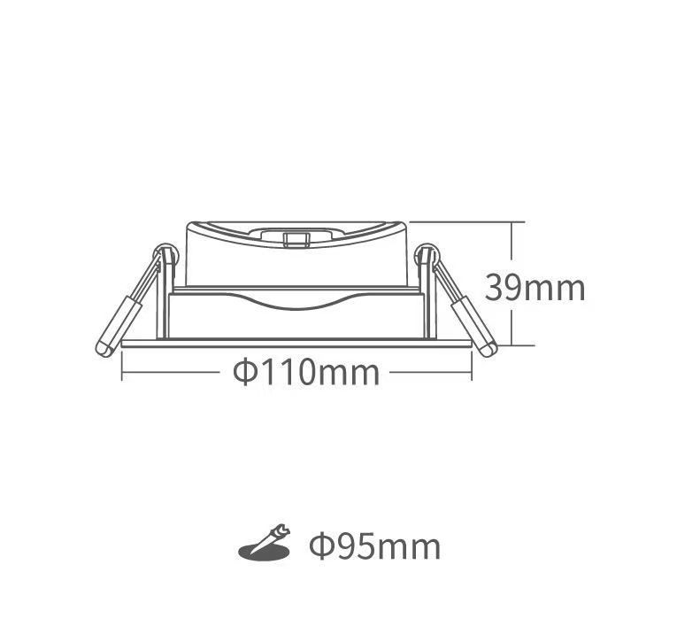 White recessed LED spotlight fixture.