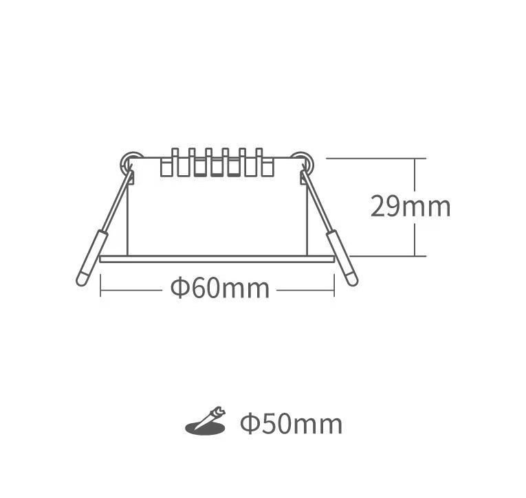 Box of a recessed LED light, green and white, with product details.