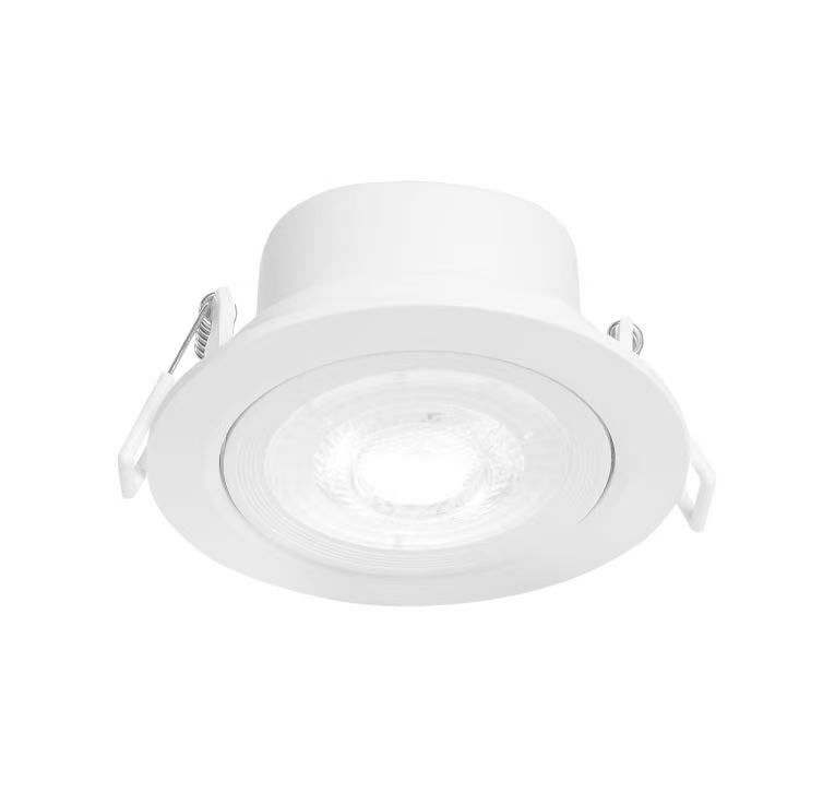 Box of a white 5W LED downlight with Chinese text, in a blue box.