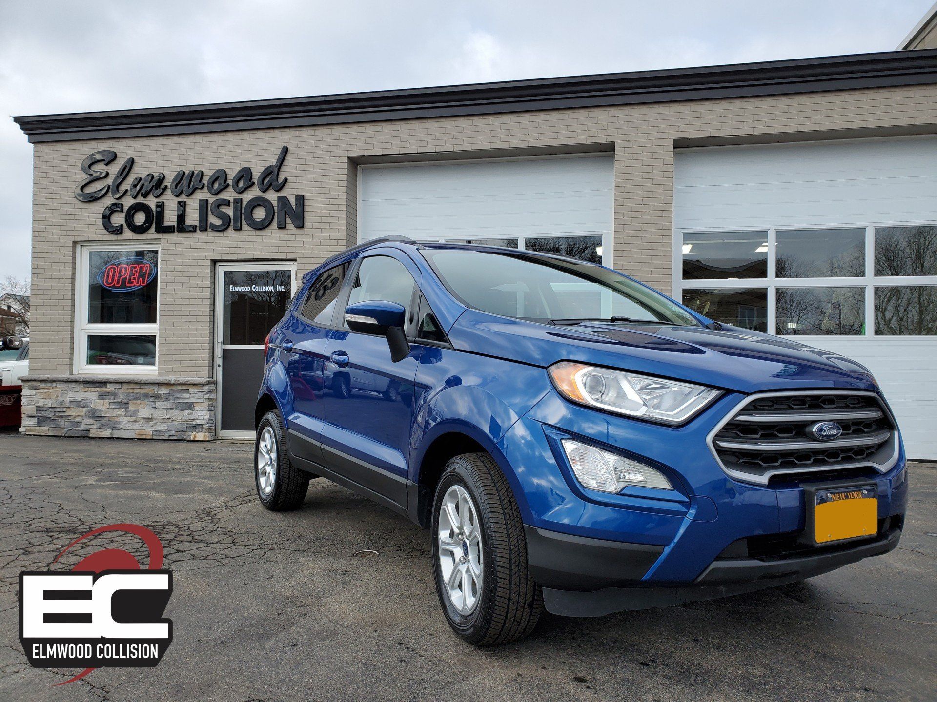2019 Ford EcoSport repair complete with vehicle parked outside Elmwood Collision