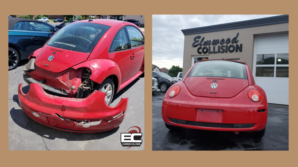 Before and after car paint refinishing at Elmwood Collision in Buffalo NY
