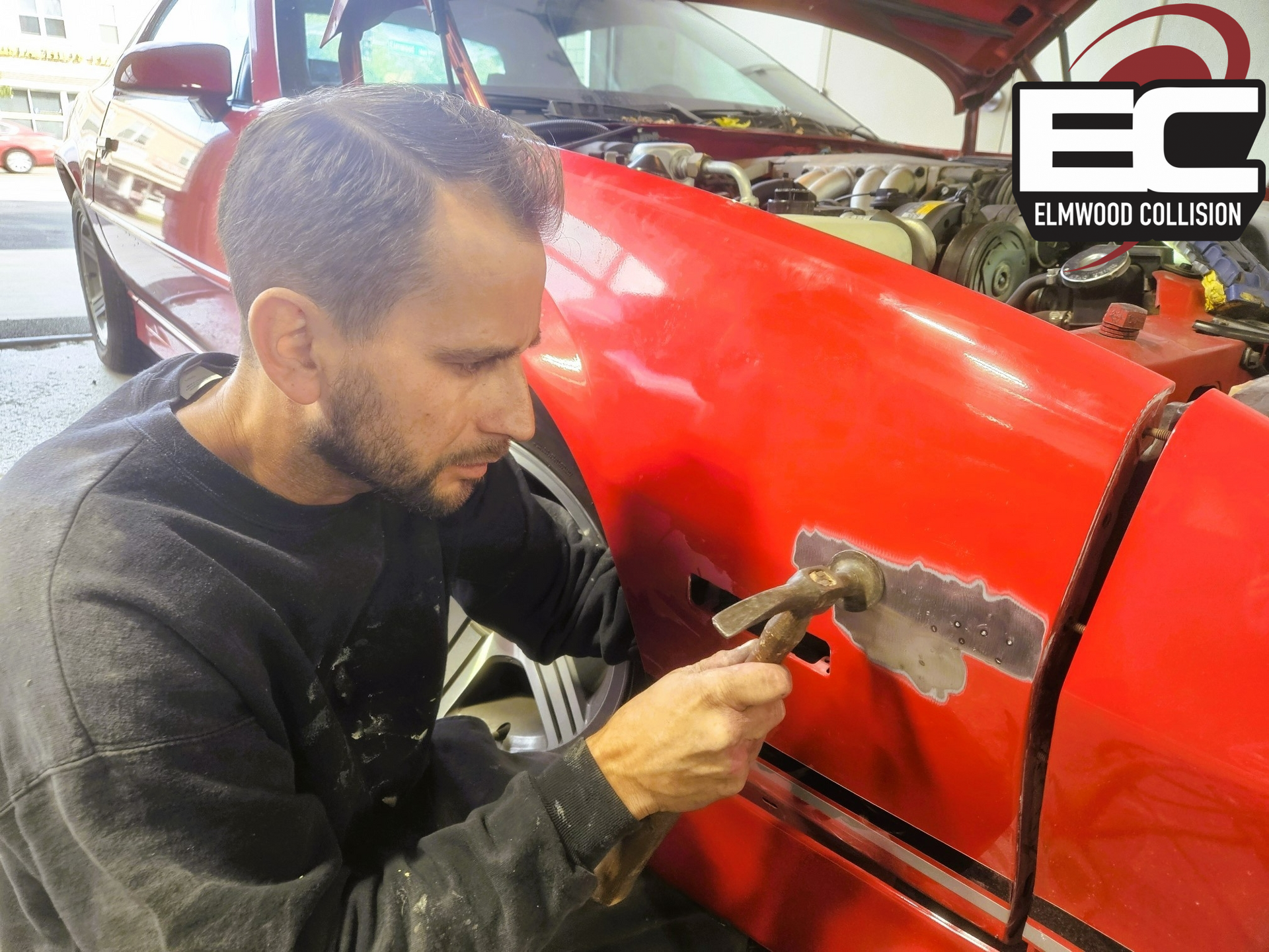 1988 iroc during fender repair at elmwood collision