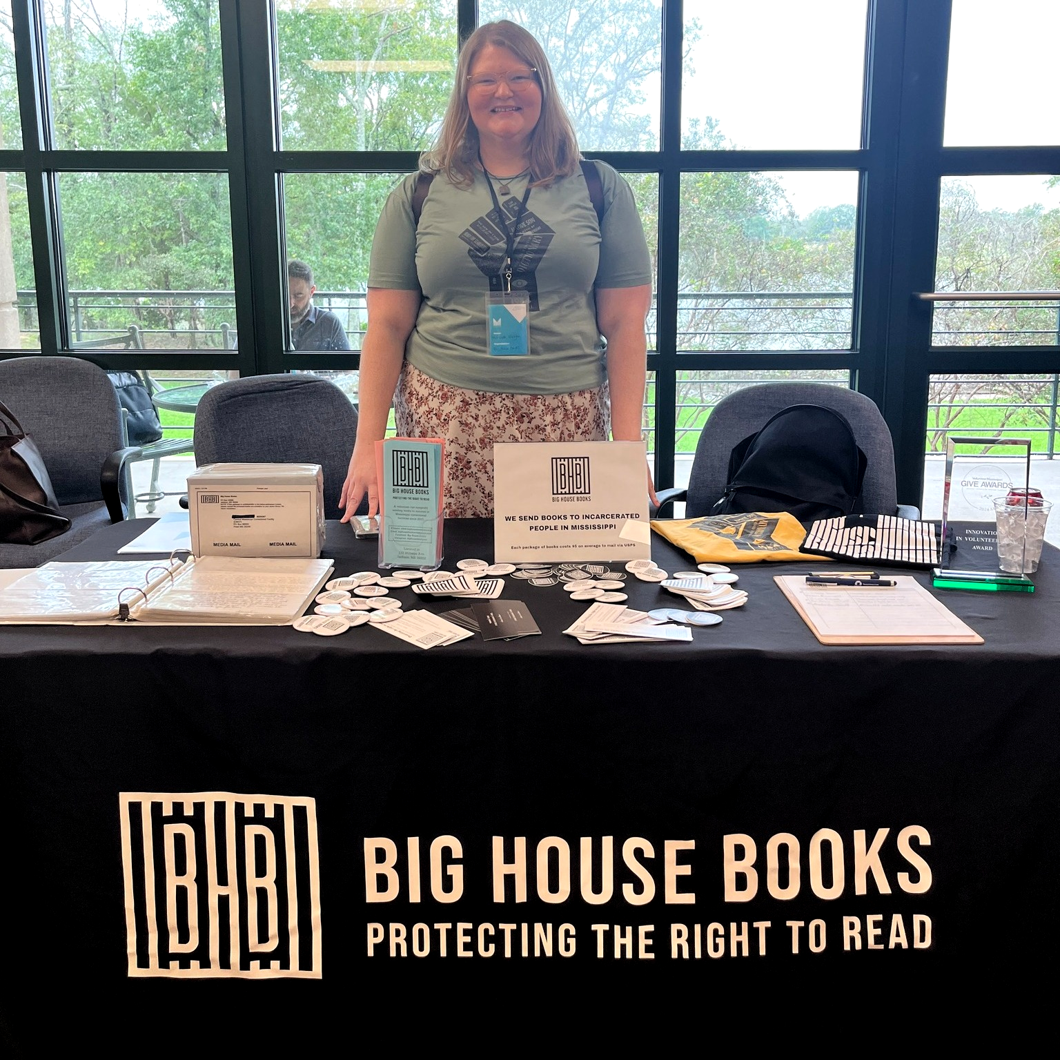 Woman at a booth for 