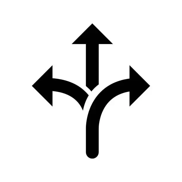 Three arrows pointing in opposite directions on a white background.